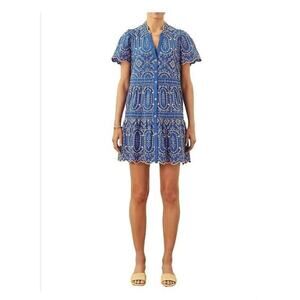 CARTOLINA Nantucket Sz XS Blue Eyelet Short Sleeve Shirt Elsa Dress